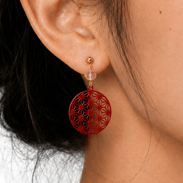 Pendientes Japoneses - Motivo Asanoha Rojo