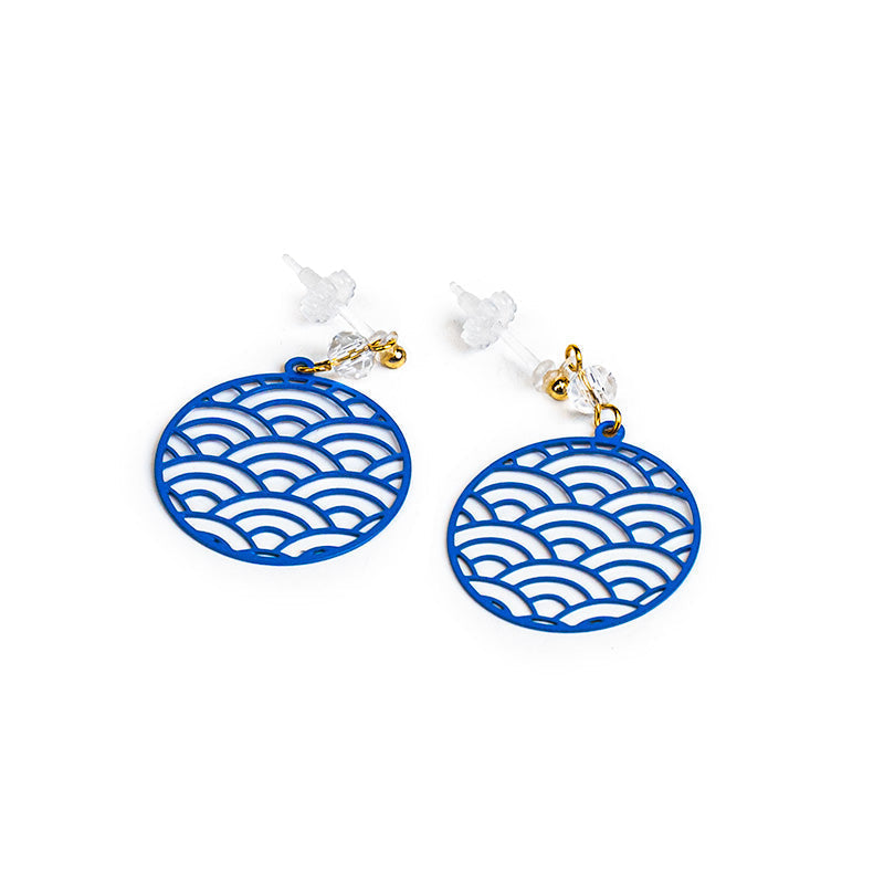 Pendientes Japoneses - Motivo Seigaiha Azul