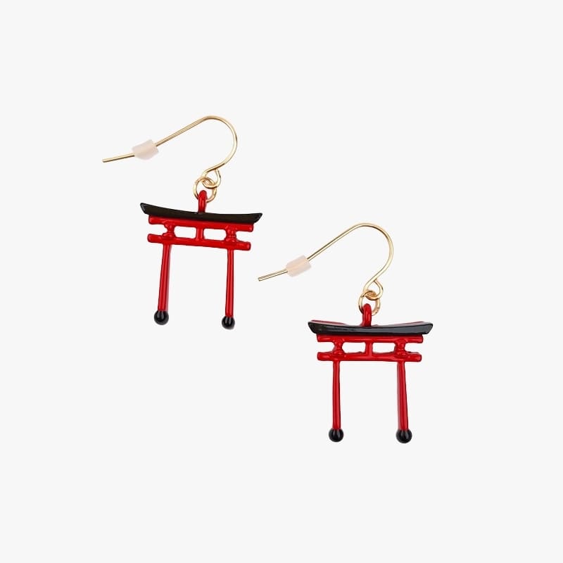 Pendientes Japoneses Torii Rojos Gancho (Orejas Perforadas)