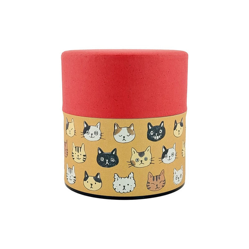 Pequeña caja de té japonesa con cara de gato