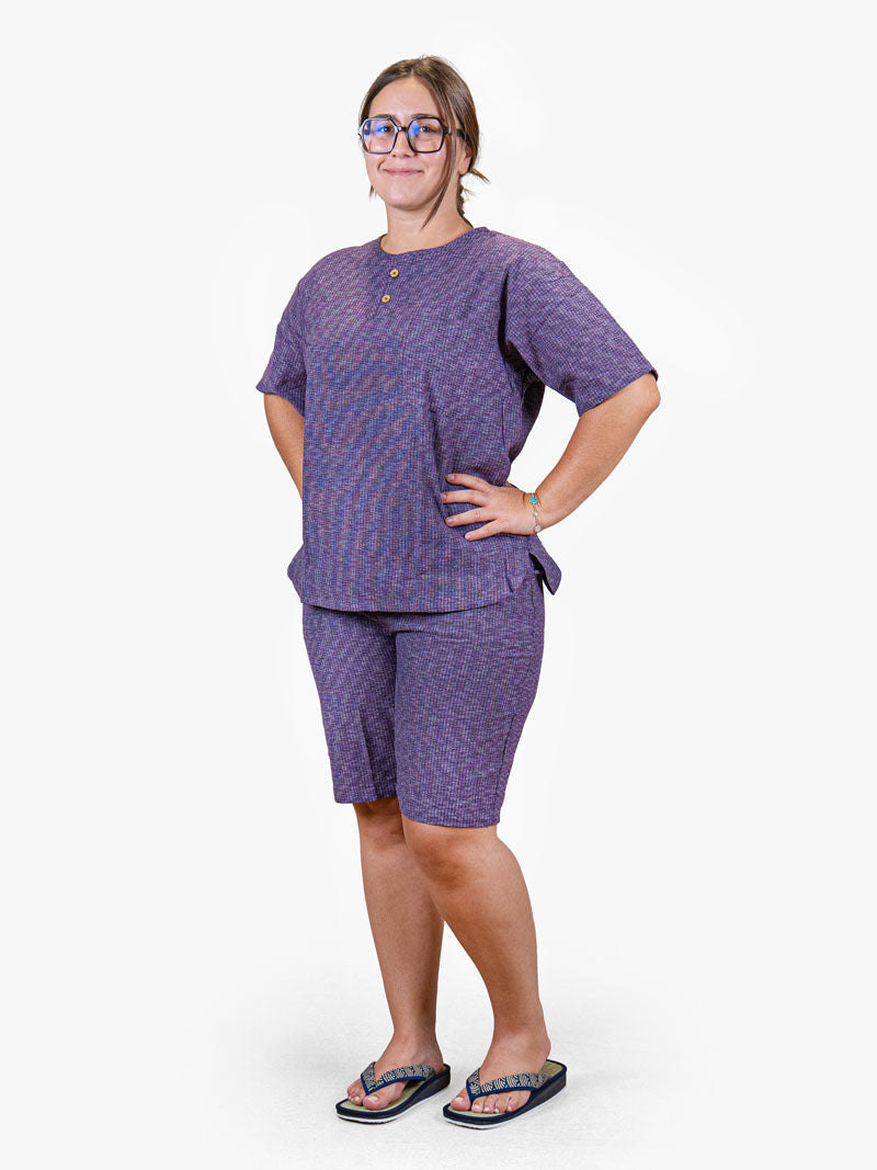 Pijama Japonés Estilo Jinbei Mujer – Morado