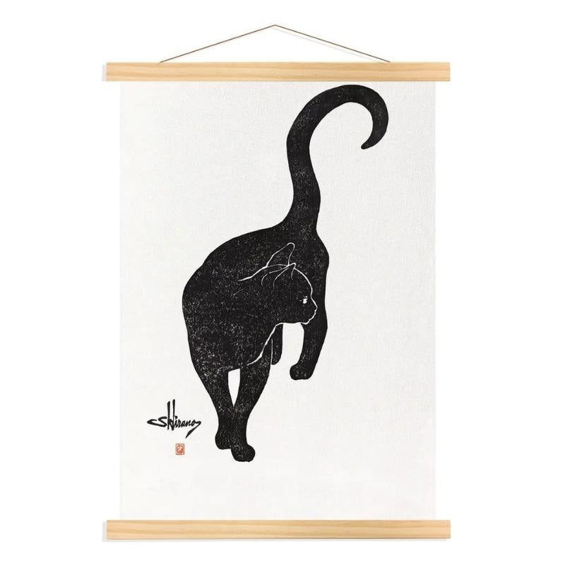 Pintura Japonesa Gato Negro