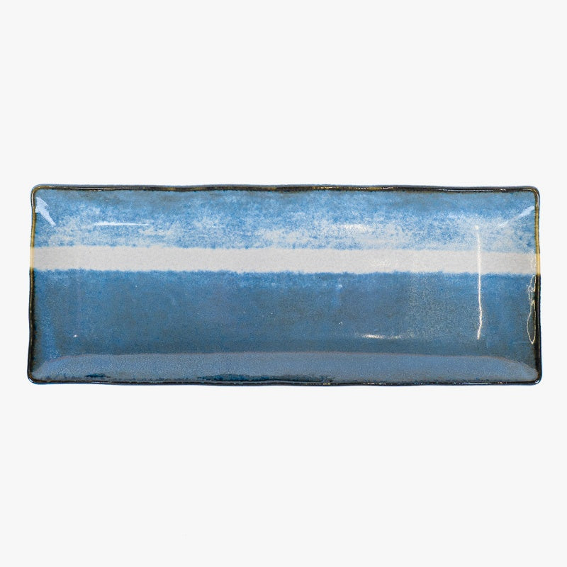 Plato japonés rectangular azul