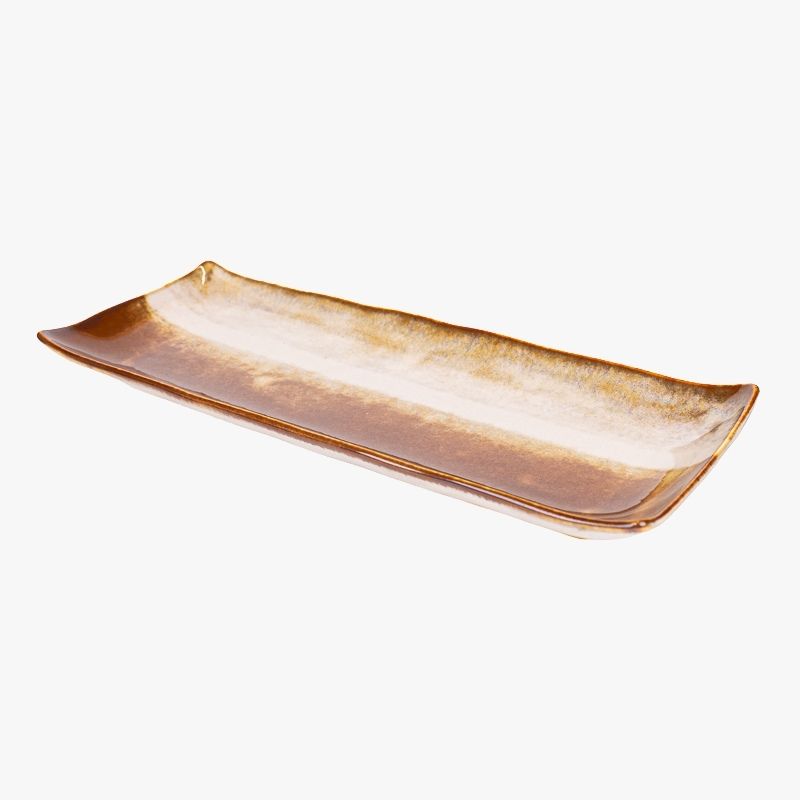 Plato japonés rectangular marrón