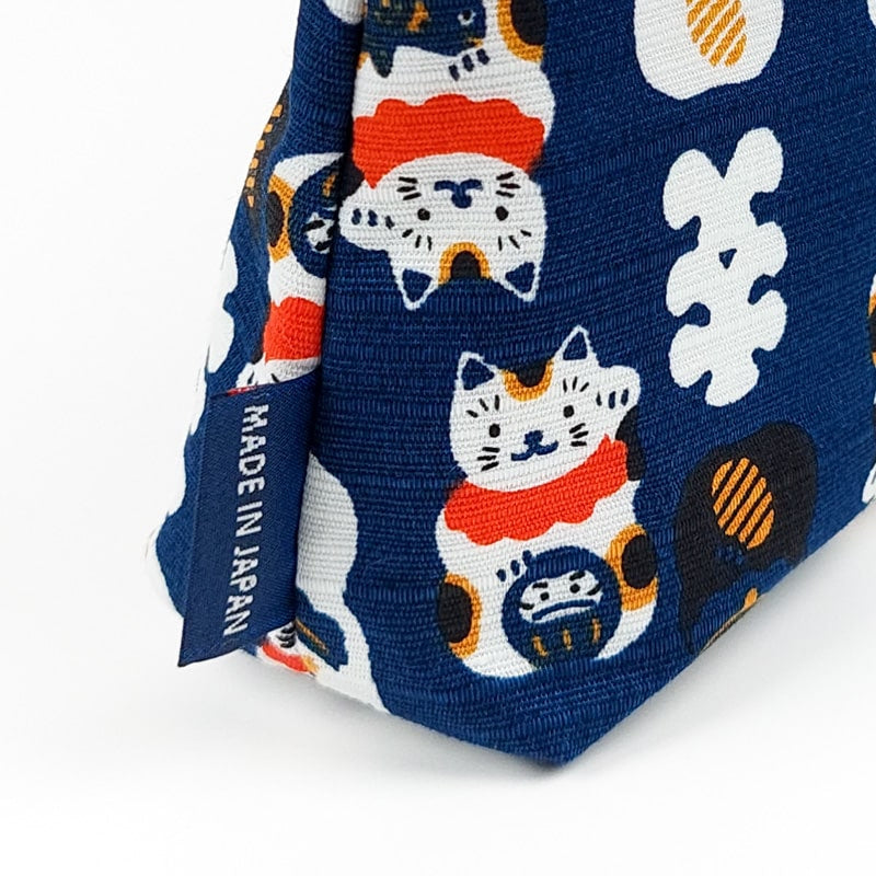 Bolso de mano japonés Maneki Neko Azul