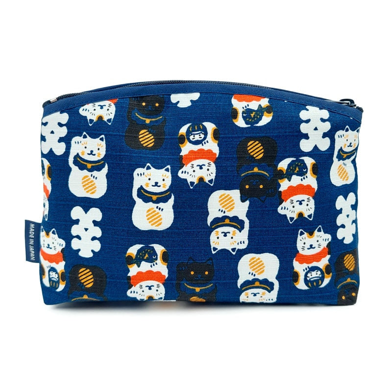 Bolso de mano japonés Maneki Neko Azul