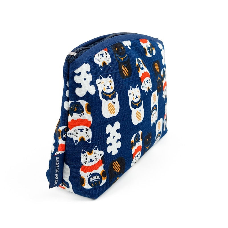 Bolso de mano japonés Maneki Neko Azul