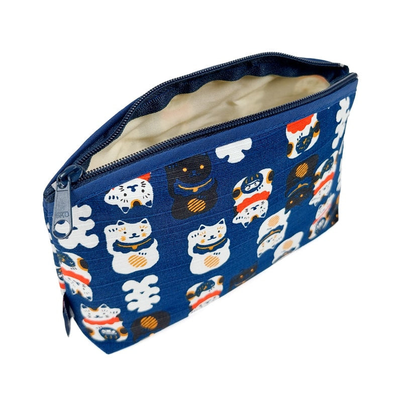 Bolso de mano japonés Maneki Neko Azul