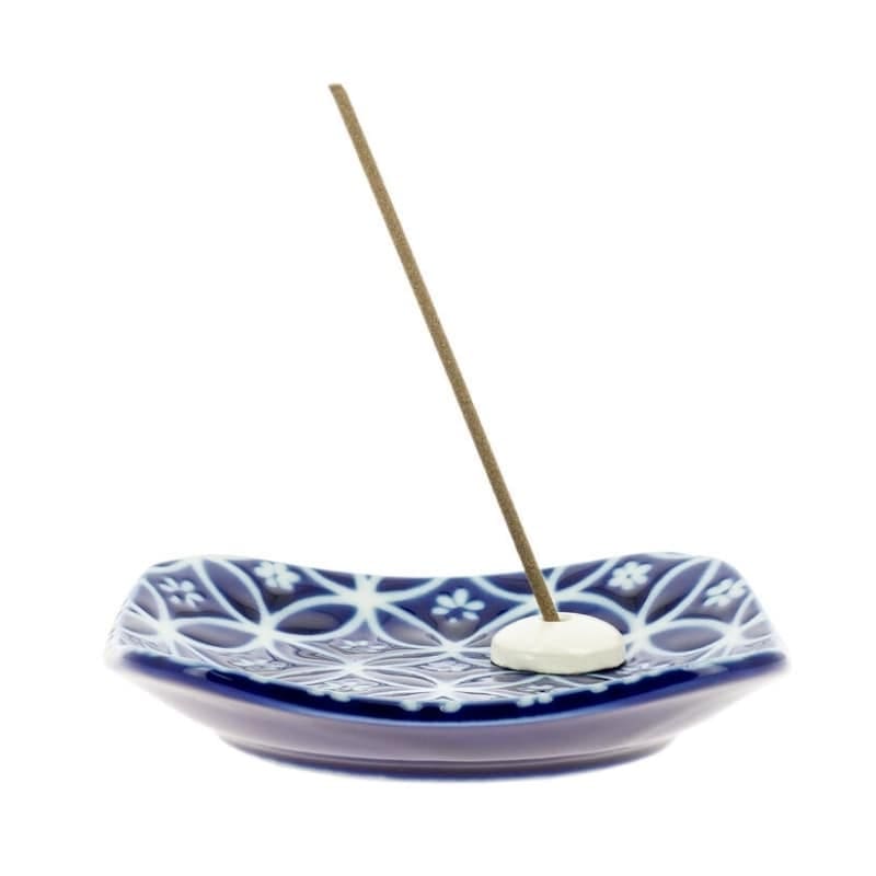 Porta Incienso Cerámica Azul Diseño Shippoh