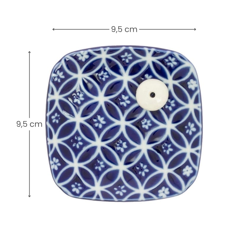 Porta Incienso Cerámica Azul Diseño Shippoh