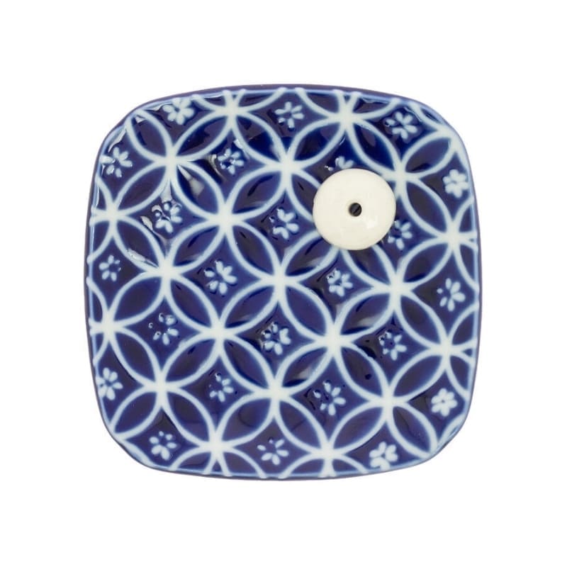 Porte-encens Céramique Bleu Motif Shippoh
