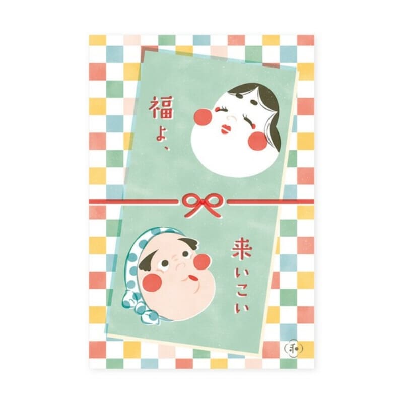 Postal Japonesa Otafuku & Hyottoko