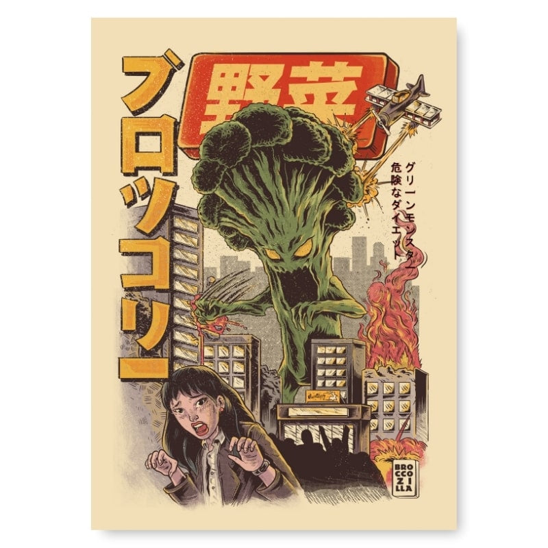 Póster Japonés Broccozilla A3