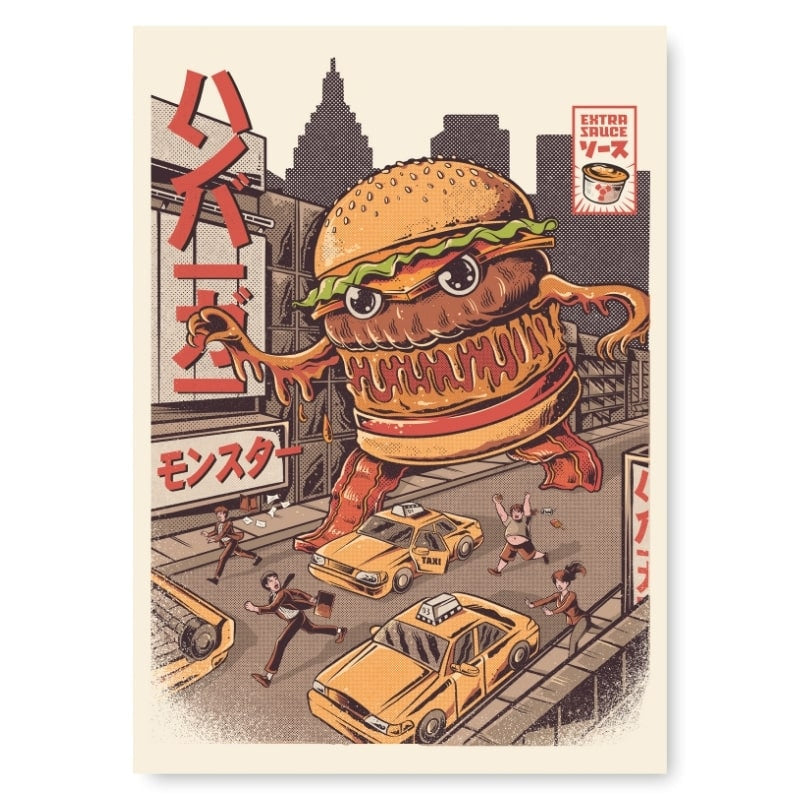 Póster Japonés Burgerzilla A3