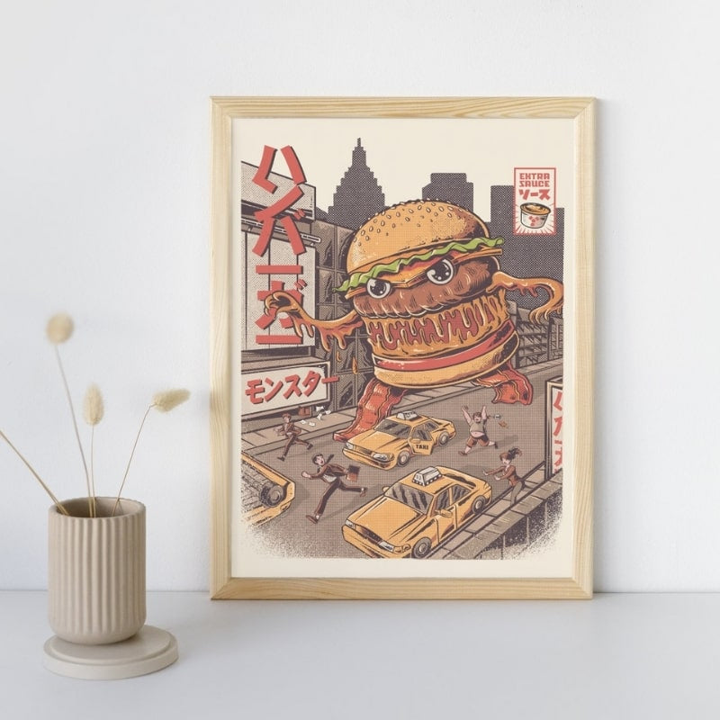 Póster Japonés Burgerzilla A3