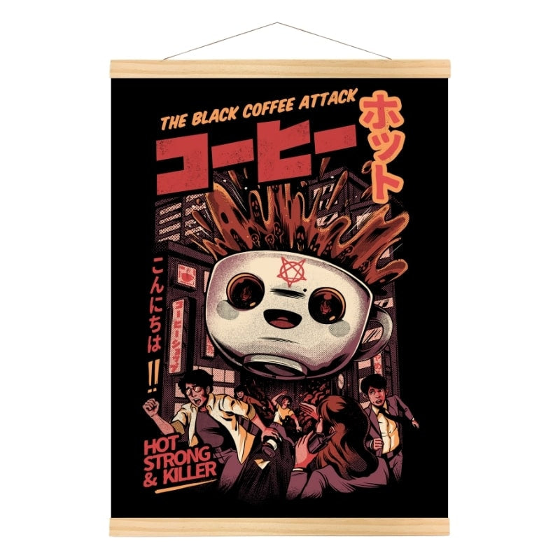Póster Japonés Café Negro A3
