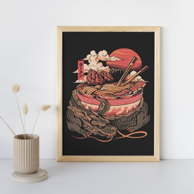 Póster Japonés Dragón Ramen A3