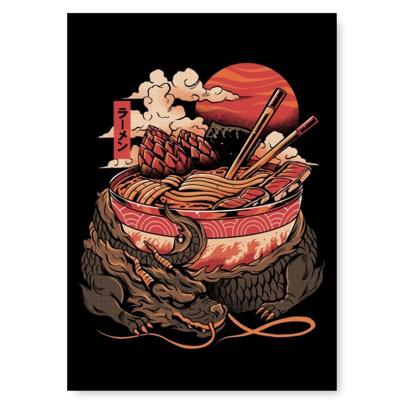 Póster Japonés Dragón Ramen A3
