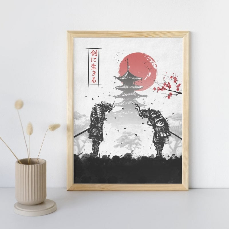 Póster Japonés Duelo Samurái A3