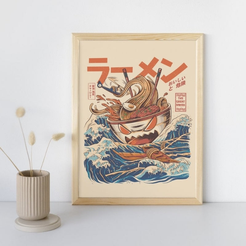 Póster Japonés El Gran Ramen de Kanagawa A3