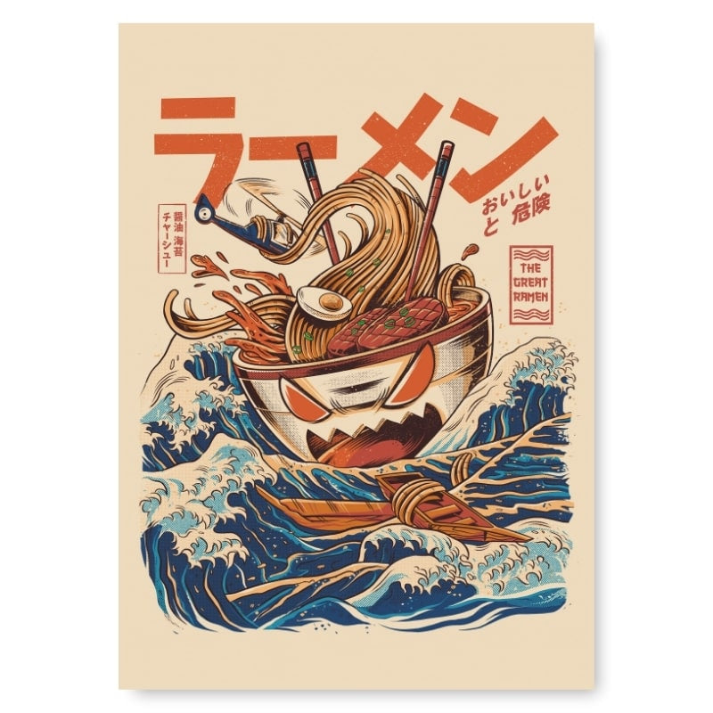 Póster Japonés El Gran Ramen de Kanagawa A3
