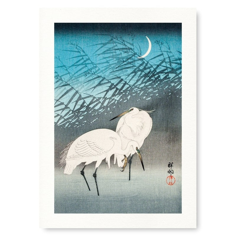 Póster Japonés Garzas y Juncos A3