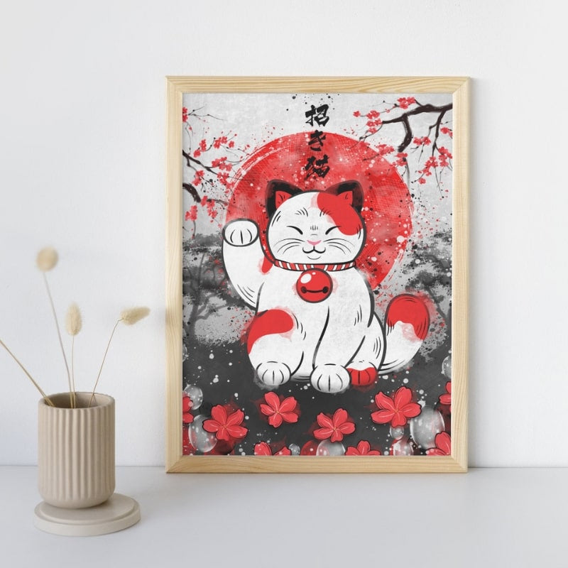 Póster Japonés Gato de la Suerte A3
