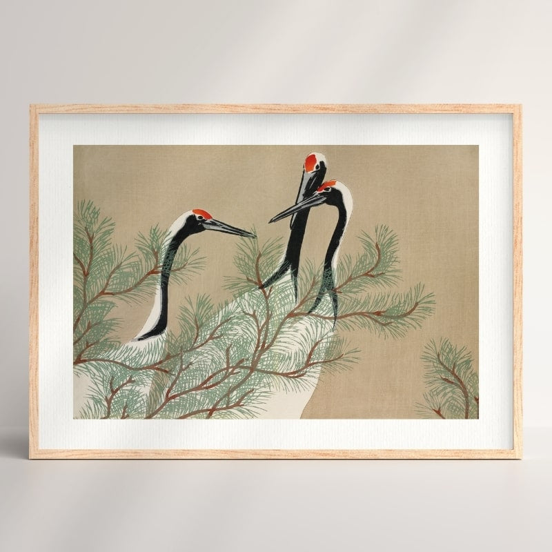 Póster Japonés Grullas de Kamisaka A3