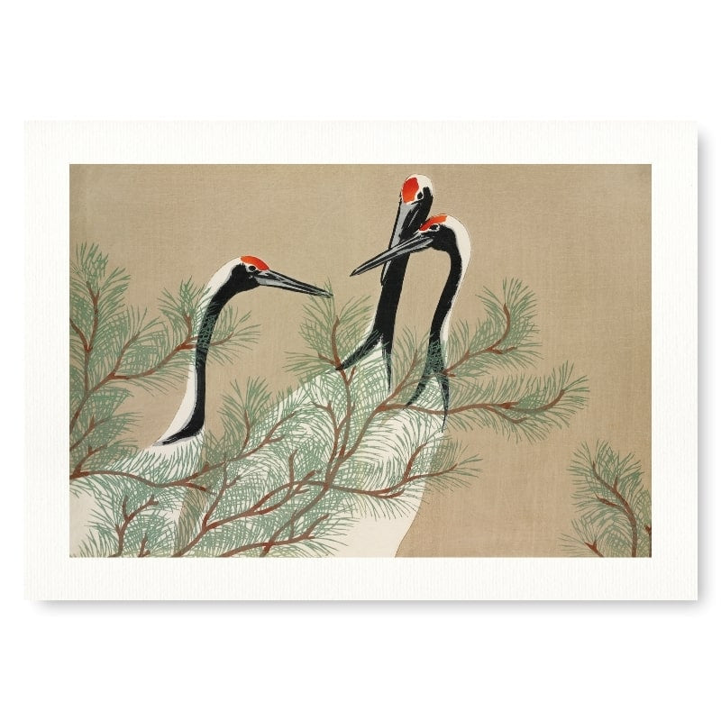 Póster Japonés Grullas de Kamisaka A3