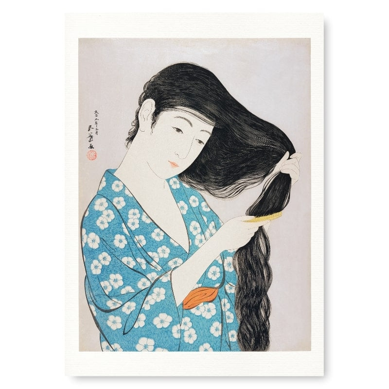 Póster Japonés Mujer Peine A3