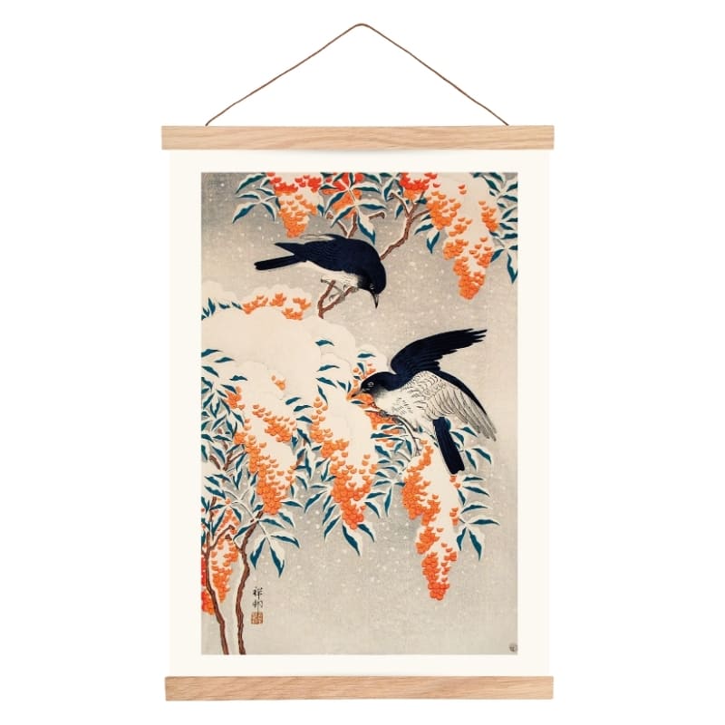 Póster Japonés Nandina en la Nieve A3