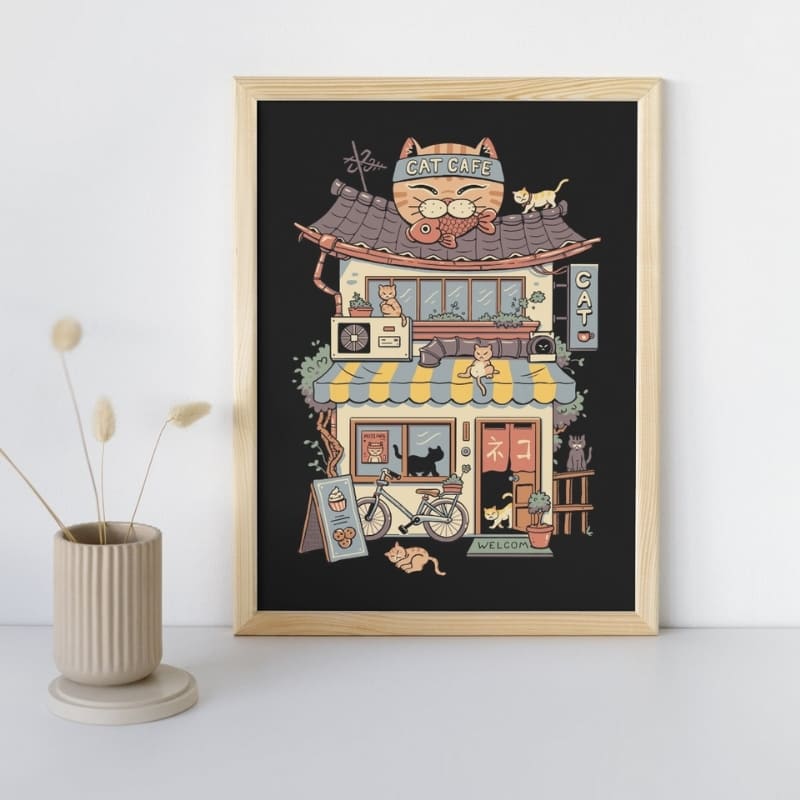 Póster Japonés Neko Café A3