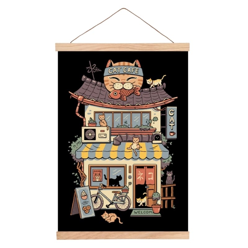 Póster Japonés Neko Café A3