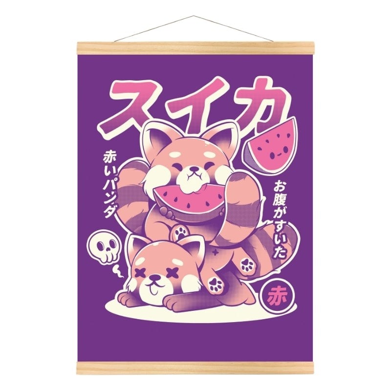 Póster Japonés Panda Rojo A3