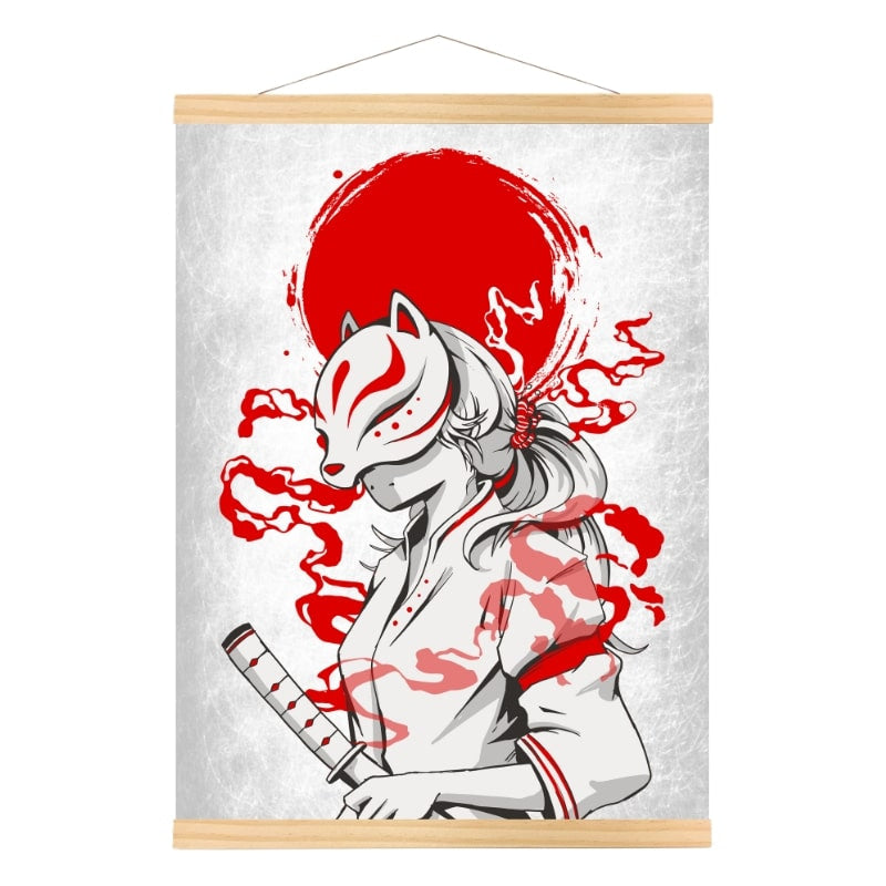 Póster Japonés Samurái Kitsune A3