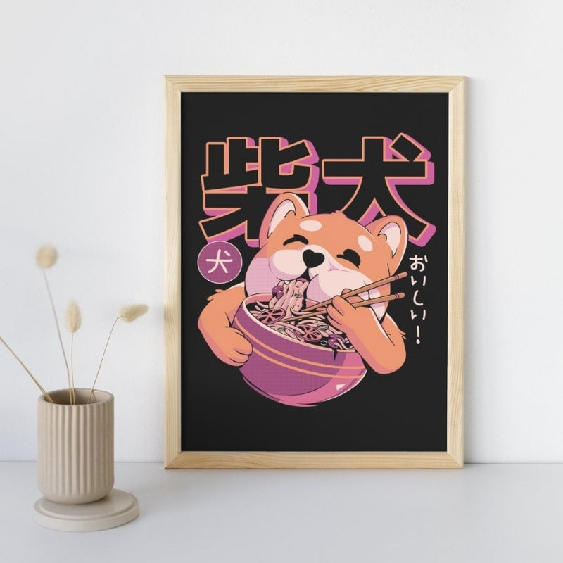Póster Japonés Shiba Noodles A3