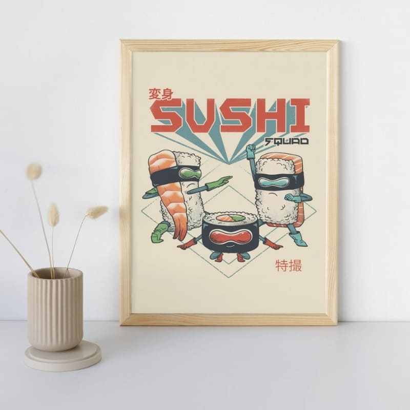 Póster Japonés Sushi Squad A3
