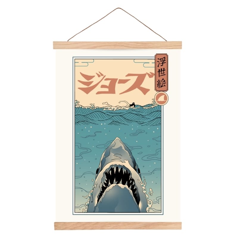 Póster Japonés Ukiyo-e Ataque de Tiburón A3
