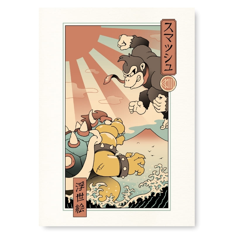 Póster Japonés Ukiyo-e Kaiju Smash A3