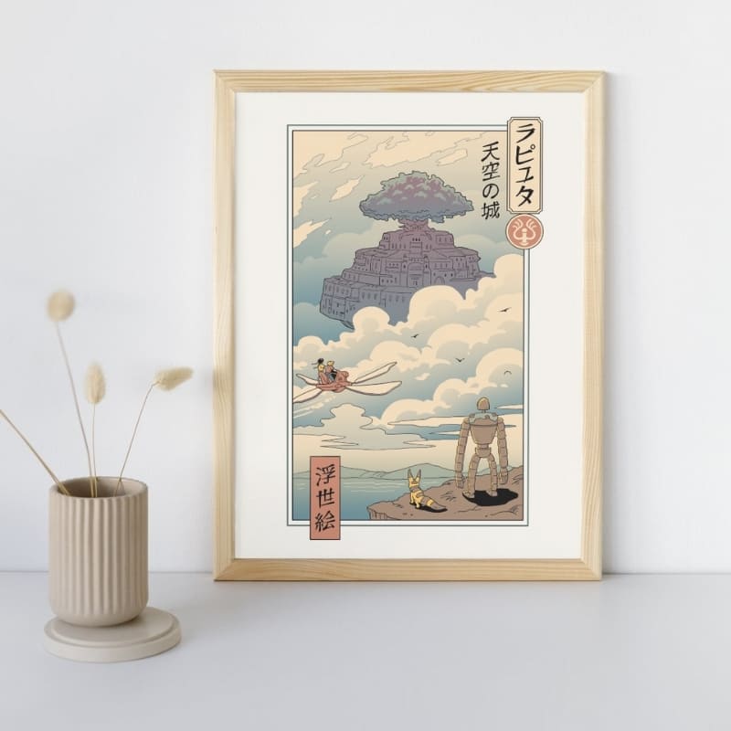 Póster Japonés Ukiyo-e Un Castillo en el Cielo A3