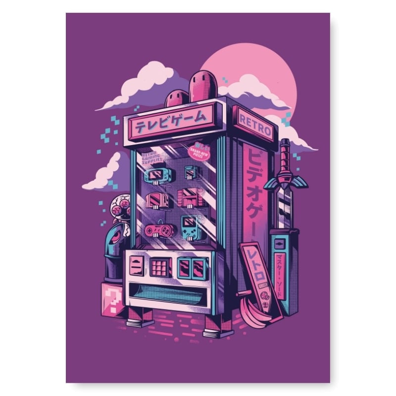 Póster Japonés Videojuegos Retro A3