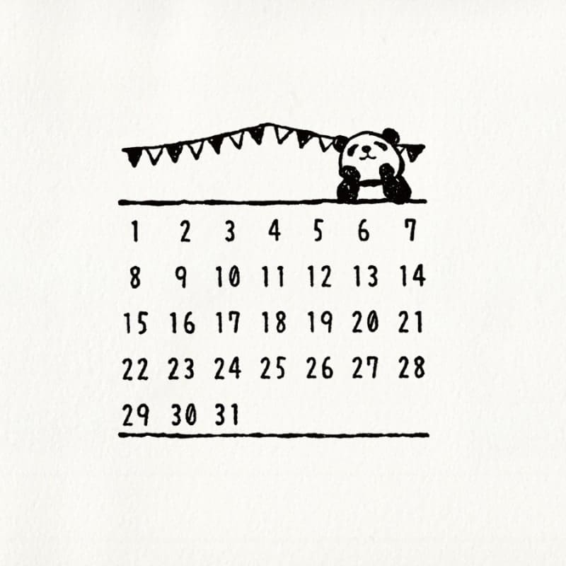 Sello Calendario Panda Japonés