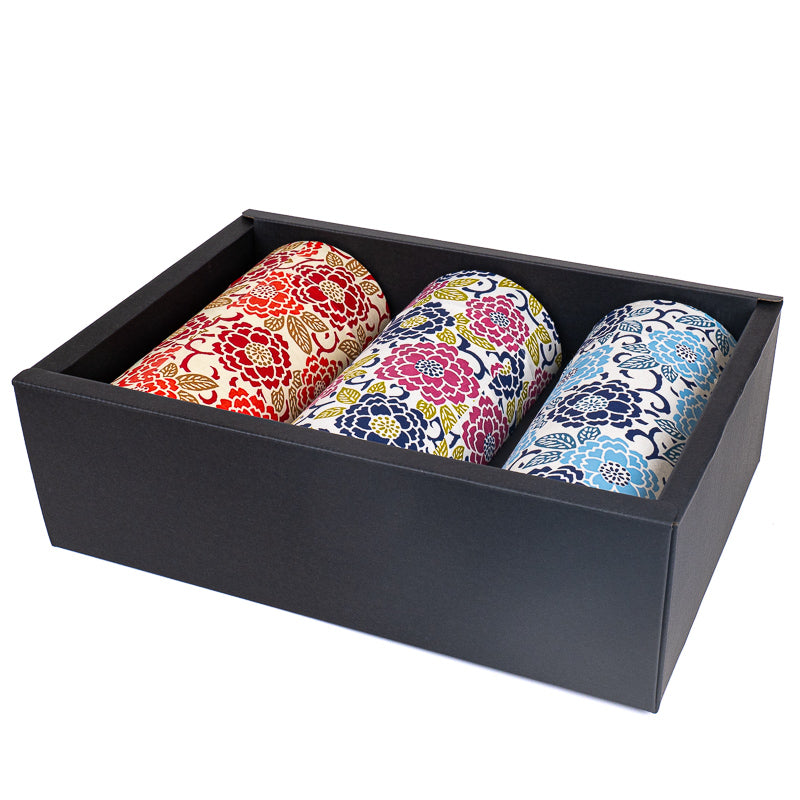 Set de Tres Latas para Té con Papel Washi - Flores