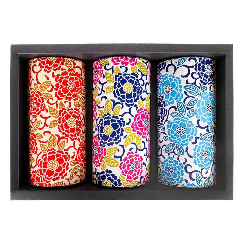 Set de Tres Latas de Té con Papel Washi - Flores
