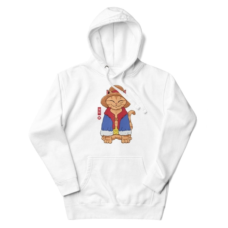 Sudadera Japonesa Neko Gorro de Paja S / Blanco