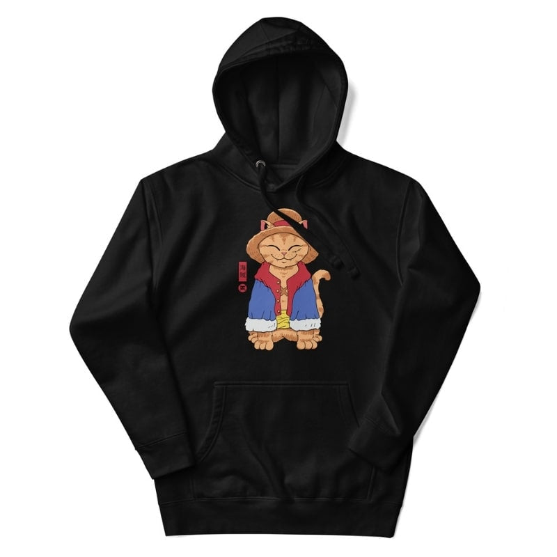 Sudadera Japonesa Neko Gorro de Paja S / Negro