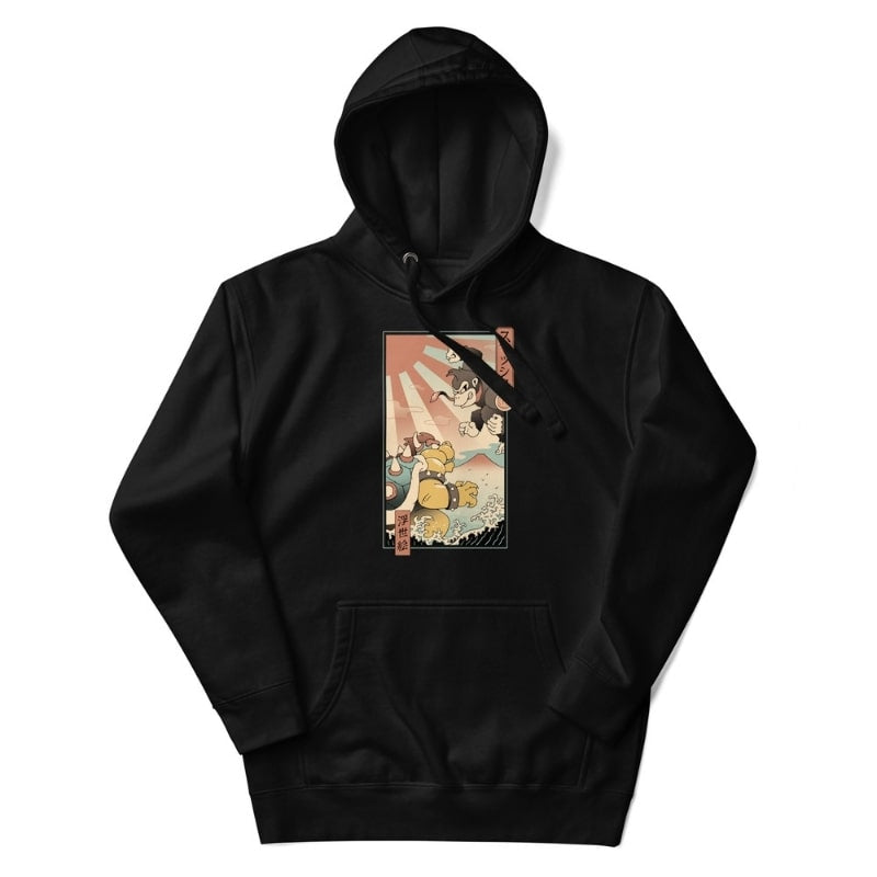 Sudadera japonesa Ukiyo-e Kaiju Smash - S / Negro