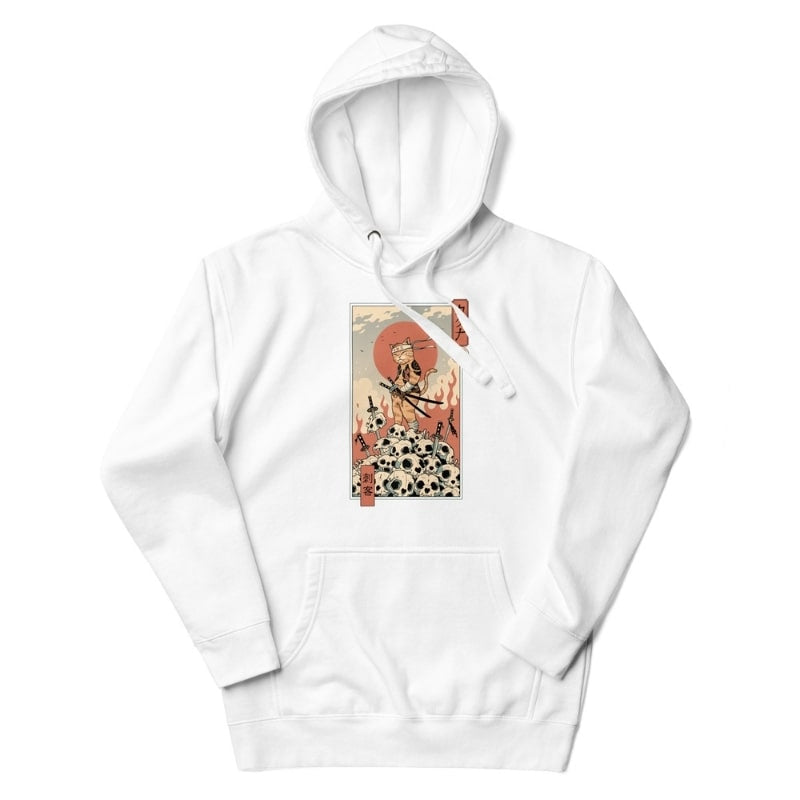 Sudadera japonesa Ukiyo-e Neko Assassin - S / Blanca