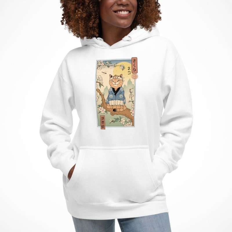 Sudadera japonesa Ukiyo-e Neko Sakura