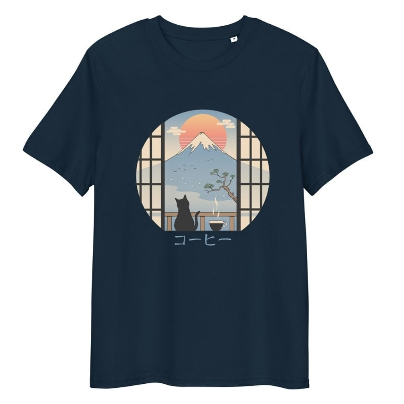 Camiseta Gato japonés y Monte Fuji - S